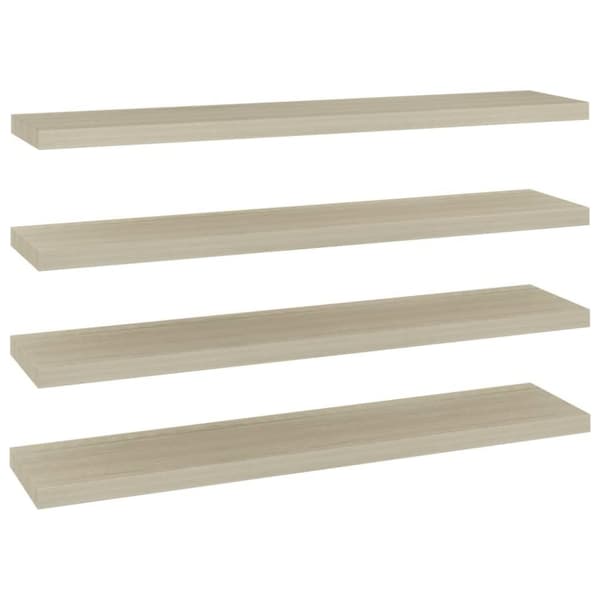 vidaXL væghylder 4 stk. 120x23,5x3,8 cm MDF egetræsfarve