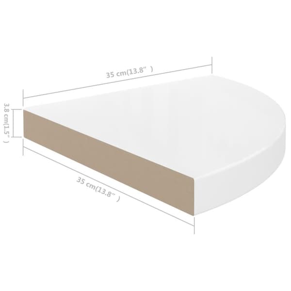 vidaXL hjørnehylde 35x35x3,8 cm MDF hvid højglans