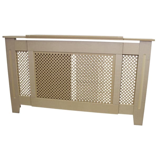 Elementskydd Justerbart MDF Ofärgad Redo Att Måla 140-192 cm Längd x 82 cm Höjd x 20,5 cm Bredd  Möbler Element Radiator Radiatorskydd Elementskydd