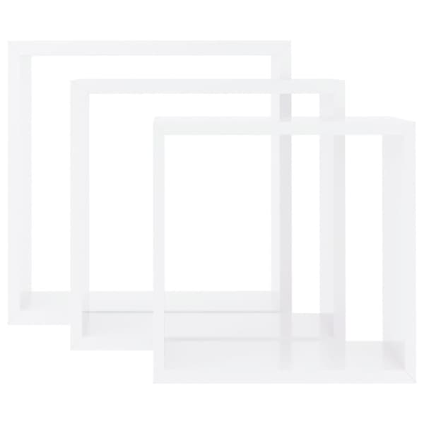 vidaXL Vägghyllor kub 3 st vit MDF