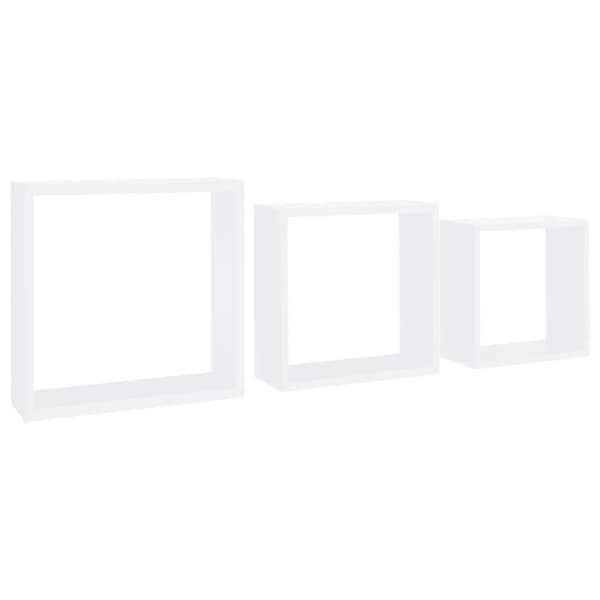 vidaXL Vägghyllor kub 3 st vit MDF