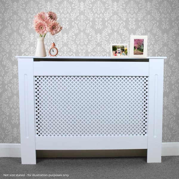 Elementskydd Justerbart MDF Vitt 140-192 cm Längd x 82 cm Höjd x 20,5 cm Bredd Möbler Element Radiator Radiatorskydd Elementskydd Vitmålad Inredning