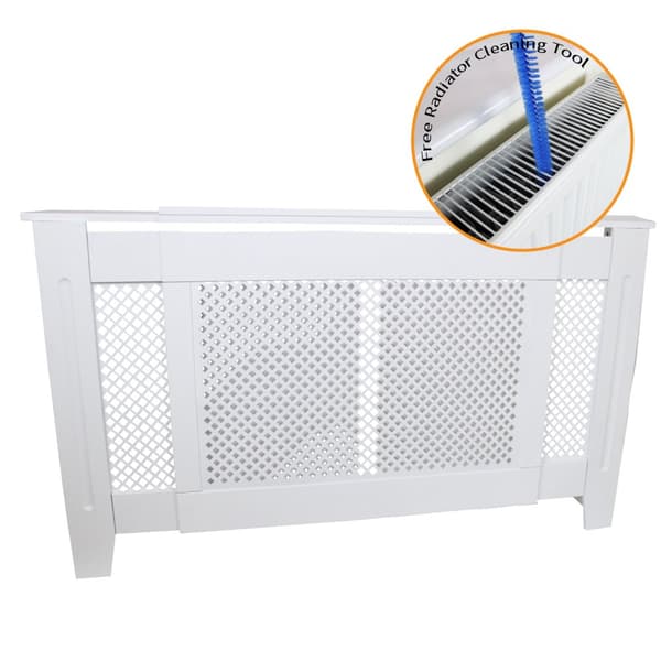 Elementskydd Justerbart MDF Vitt 140-192 cm Längd x 82 cm Höjd x 20,5 cm Bredd Möbler Element Radiator Radiatorskydd Elementskydd Vitmålad Inredning
