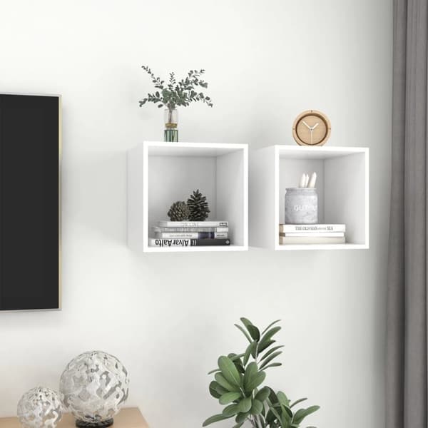 vidaXL Veggskap i 2 stk 37x37x37 cm konstruert tre hvit