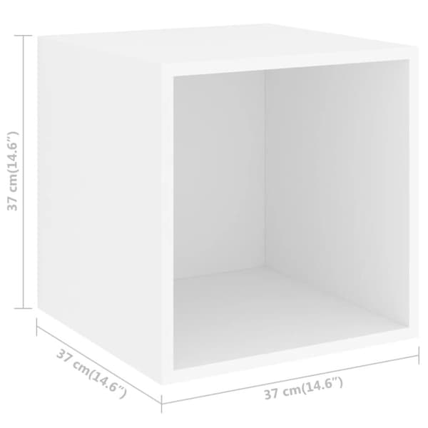 vidaXL Veggskap i 2 stk 37x37x37 cm konstruert tre hvit