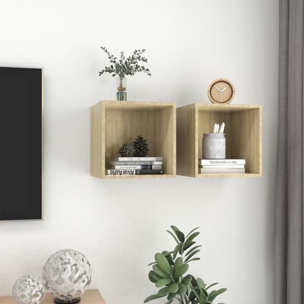 vidaXL vægskab 2 stk. 37x37x37 cm konstrueret træ sonoma-eg