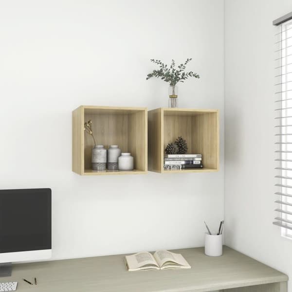 vidaXL vægskab 2 stk. 37x37x37 cm konstrueret træ sonoma-eg