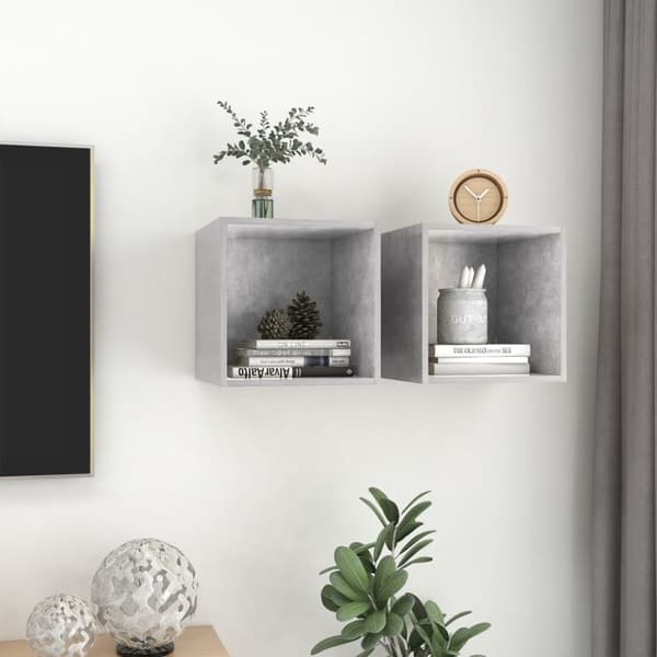 vidaXL vægskab 2 stk. 37x37x37 cm konstrueret træ betongrå