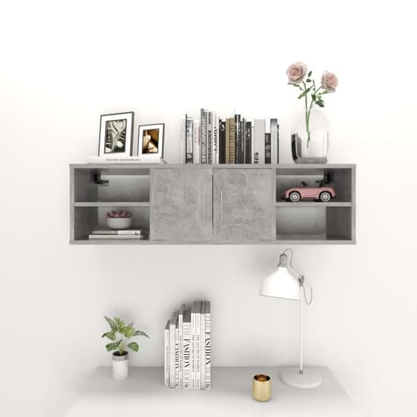 vidaXL Vegghylle betonggrå 102x30x29 cm konstruert tre