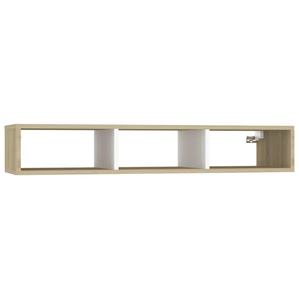 vidaXL Vägghylla vit och sonoma-ek 102x30x17cm spånskiva