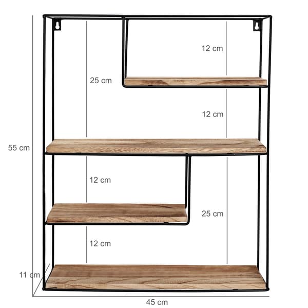 Sort metalvægstativ - Rektangel - 55x45x11 cm