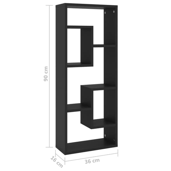vidaXL Vegghylle svart 36x16x90 cm konstruert tre