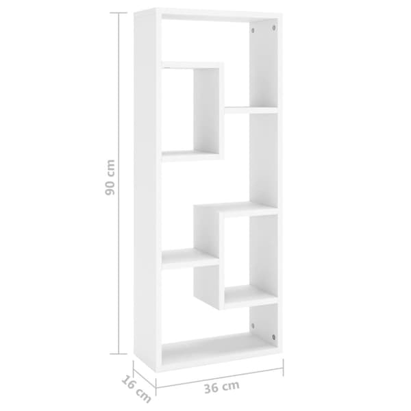 vidaXL Vegghylle hvit 36x16x90 cm konstruert tre