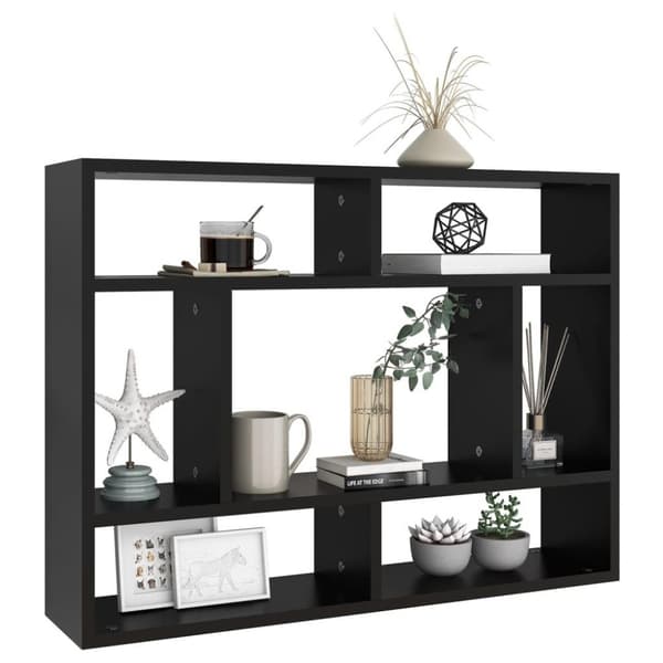 vidaXL Vägghylla svart 75x16x55 cm konstruerat trä