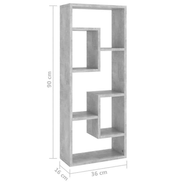 vidaXL Seinähylly betoninharmaa 36x16x90 cm tekninen puu