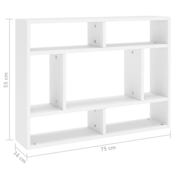 vidaXL Vägghylla vit 75x16x55 cm konstruerat trä