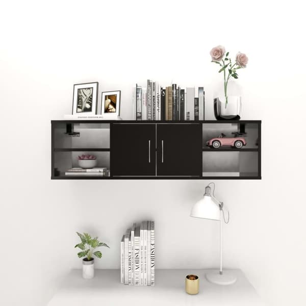 vidaXL Vägghylla svart 102x30x29 cm konstruerat trä