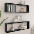 Miniatyrbilde 10 av 10: vidaXL Vegghyller kubeformet 2 stk svart 100x15x30 cm sponplate