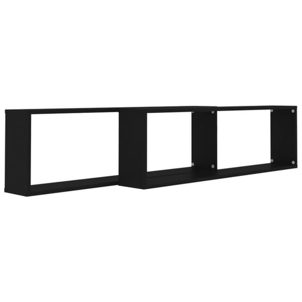 vidaXL væghylder 2 stk. 100x15x30 cm spånplade kubeformet sort