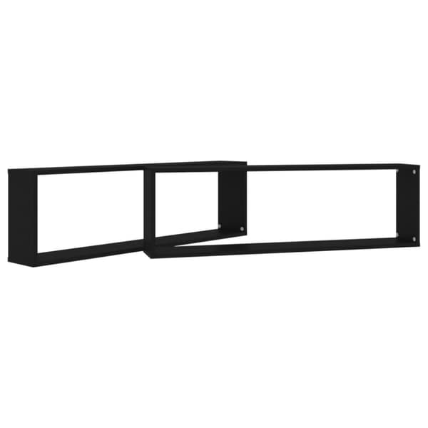 vidaXL væghylder 2 stk. 100x15x30 cm spånplade kubeformet sort