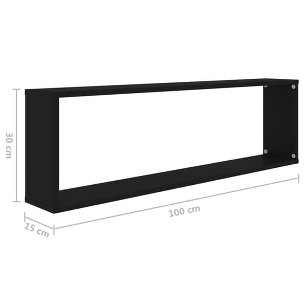 vidaXL væghylder 2 stk. 100x15x30 cm spånplade kubeformet sort