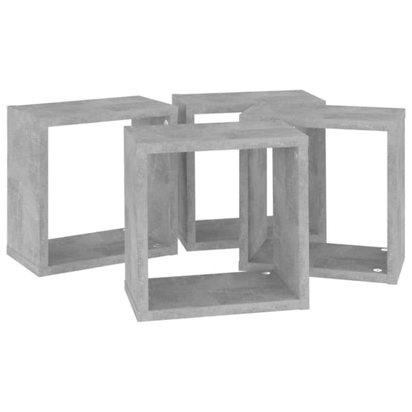 vidaXL væghylder 4 stk. 26x15x26 cm kubeformet betongrå
