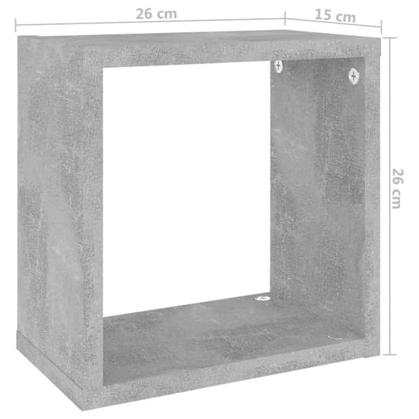 vidaXL væghylder 4 stk. 26x15x26 cm kubeformet betongrå
