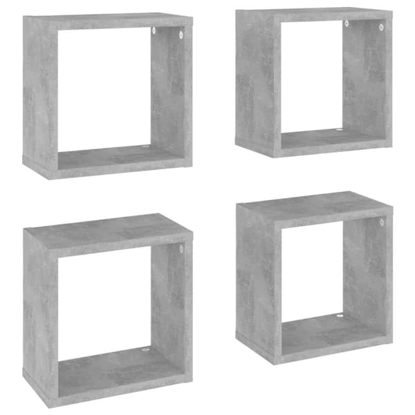 vidaXL væghylder 4 stk. 26x15x26 cm kubeformet betongrå