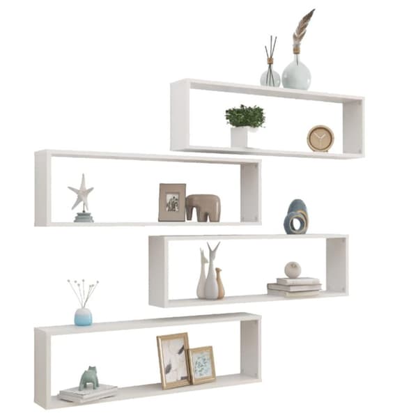 vidaXL Vegghyller kube 4 stk høyglans hvit 100x15x30 cm konstruert tre