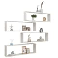 Miniatyrbilde 4 av 10: vidaXL Vegghyller kube 4 stk høyglans hvit 100x15x30 cm konstruert tre