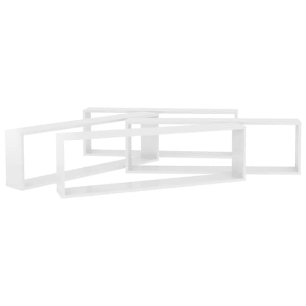 vidaXL Vegghyller kube 4 stk høyglans hvit 100x15x30 cm konstruert tre
