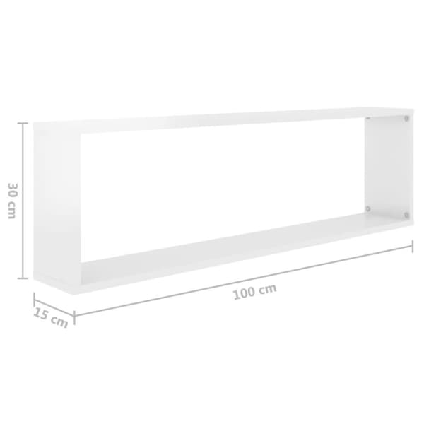 vidaXL Vegghyller kube 4 stk høyglans hvit 100x15x30 cm konstruert tre