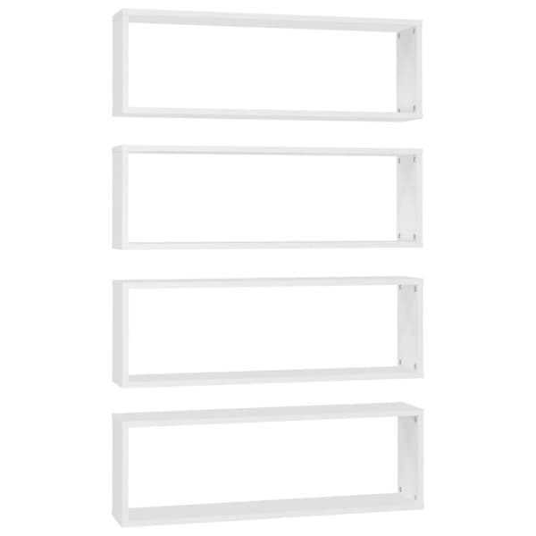 vidaXL Vegghyller kubeformet 4 stk hvit 80x15x26,5 cm sponplate