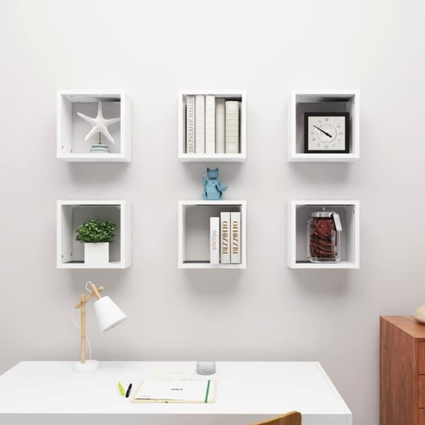 vidaXL Vegghyller kubeformet 6 stk hvit 30x15x30 cm