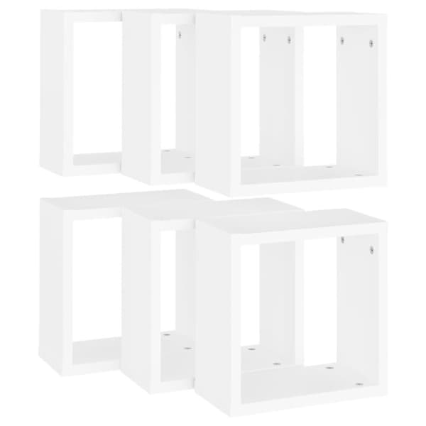 vidaXL Vegghyller kubeformet 6 stk hvit 30x15x30 cm