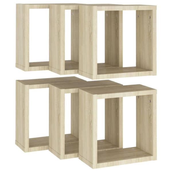 vidaXL Vegghyller kubeformet 6 stk sonoma eik 30x15x30 cm