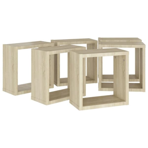 vidaXL Vegghyller kubeformet 6 stk sonoma eik 30x15x30 cm