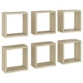 Miniatyrbilde 1 av 11: vidaXL Vegghyller kubeformet 6 stk sonoma eik 30x15x30 cm