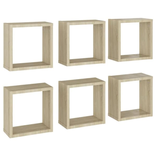 vidaXL Vegghyller kubeformet 6 stk sonoma eik 30x15x30 cm