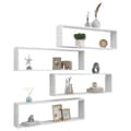 Miniatyrbilde 3 av 10: vidaXL Vegghyller kubeformet 4 stk hvit 100x15x30 cm sponplate