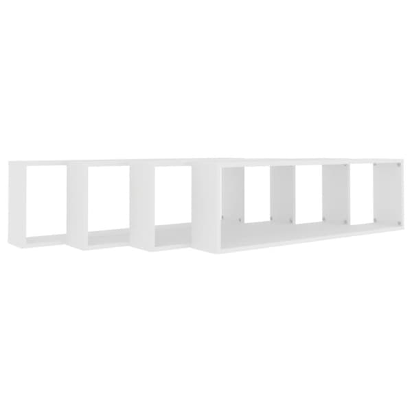 vidaXL Vegghyller kubeformet 4 stk hvit 100x15x30 cm sponplate