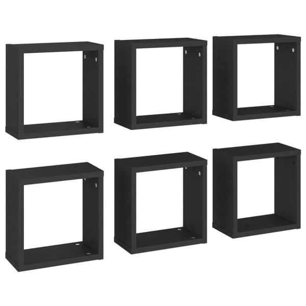 vidaXL Vegghyller kubeformet 6 stk svart 30x15x30 cm