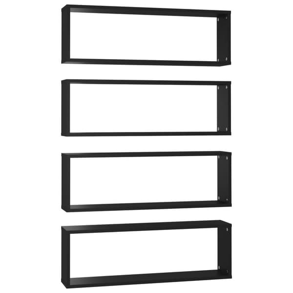 vidaXL Vegghyller kubeformet 4 stk svart 80x15x26,5 cm sponplate
