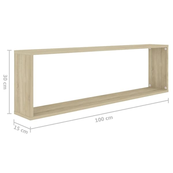 vidaXL væghylder 4 stk. 100x15x30 cm spånplade kubeformet sonoma-eg