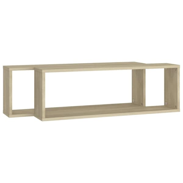 vidaXL væghylder 2 stk. 80x15x26,5 cm kubeformet spånplade sonoma-eg