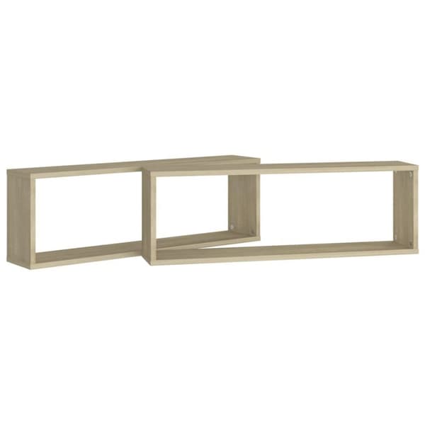 vidaXL væghylder 2 stk. 80x15x26,5 cm kubeformet spånplade sonoma-eg