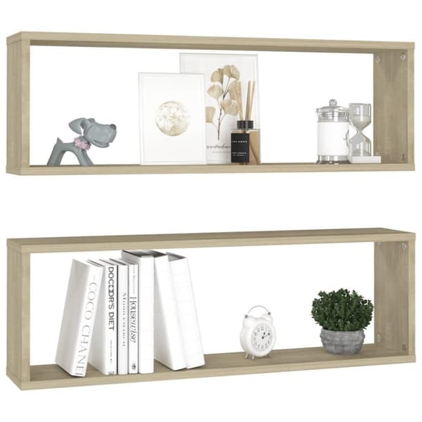 vidaXL Vägghylla kubformad 2 st sonoma-ek 80x15x26,5 cm spånskiva