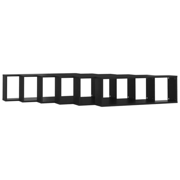 vidaXL Vegghyller kubeformet 6 stk svart 80x15x26,5 cm sponplate