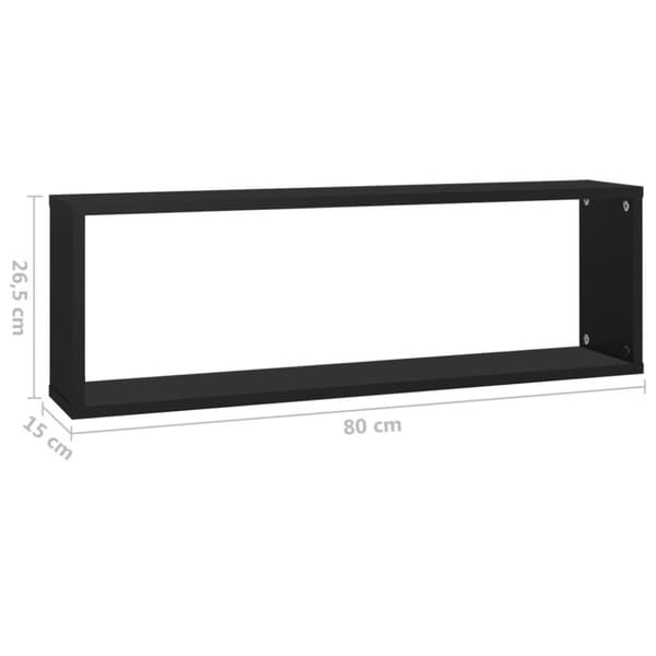 vidaXL Vegghyller kubeformet 6 stk svart 80x15x26,5 cm sponplate
