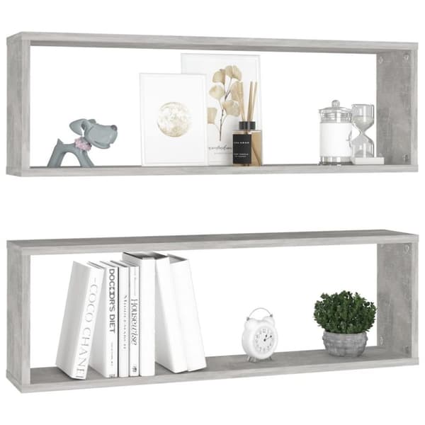 vidaXL Vegghyller kubeformet 2 stk betonggrå 80x15x26,5 cm sponplate